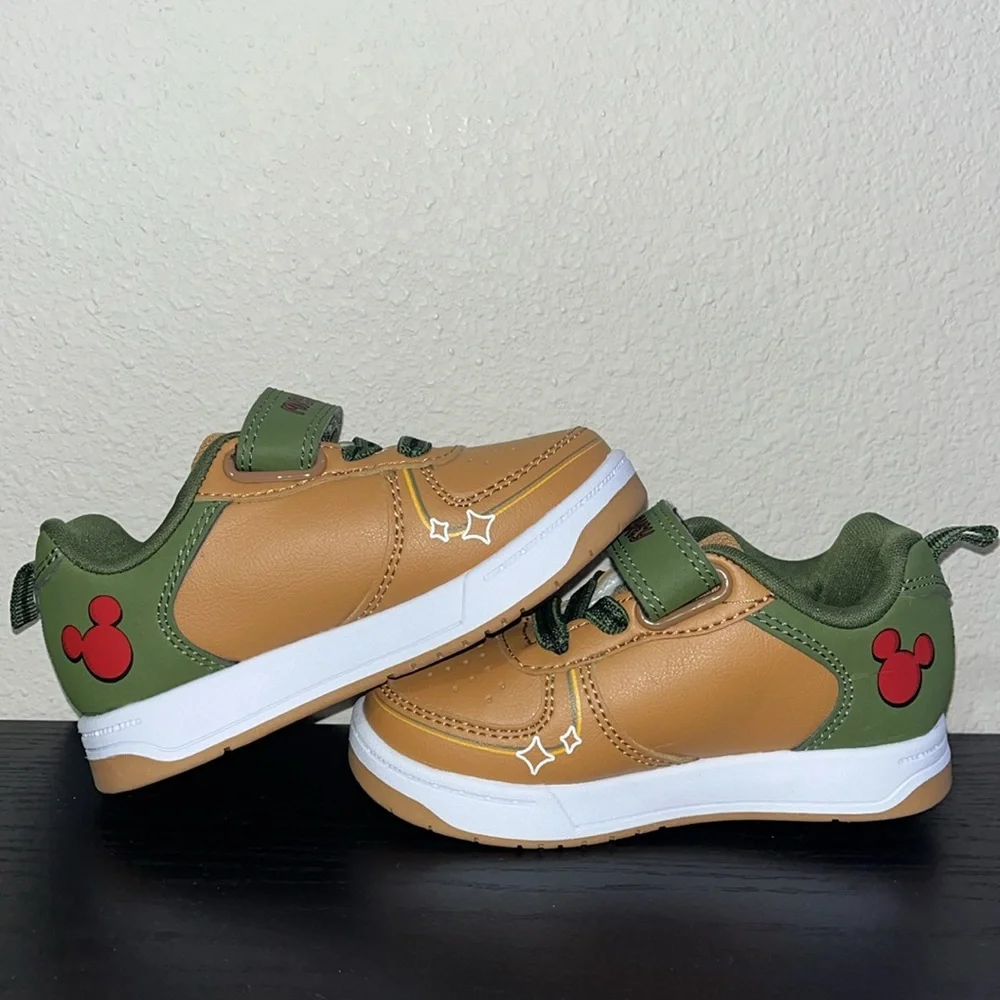 Disney Kids Mickey Mouse Brown and Green Sneakers